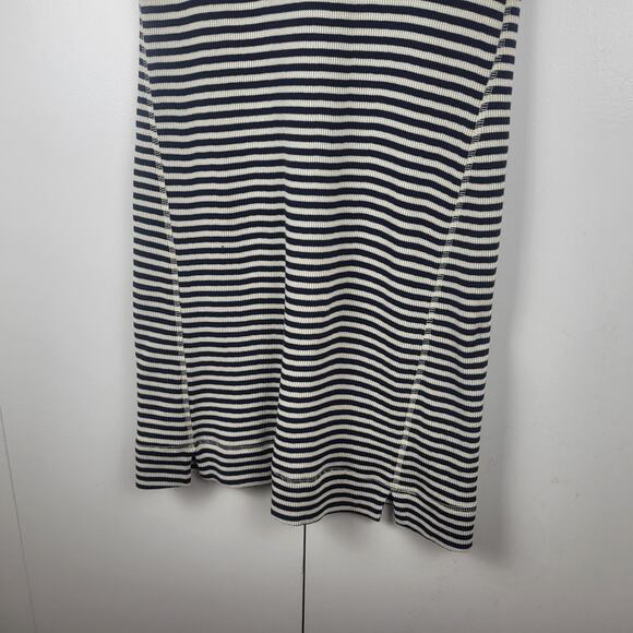 Theory Everyday Black White Cotton Stripe Crewneck T- Shirt Mini Dress | Medium - Picture 8 of 11